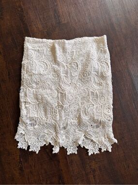 White Crochet Lace Mini Skirt